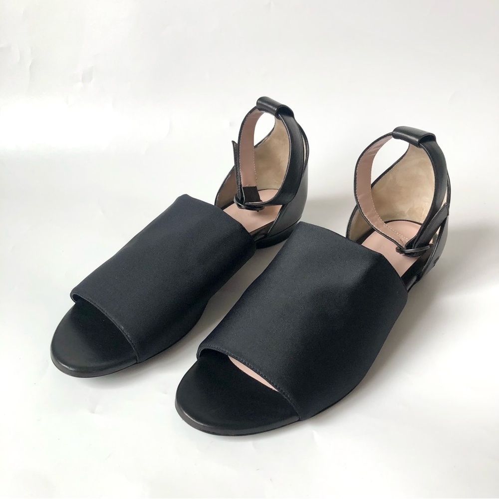 Taryn Rose Black Fabric/Leather Ankle Strap Sandals Size 11 (NWOB)